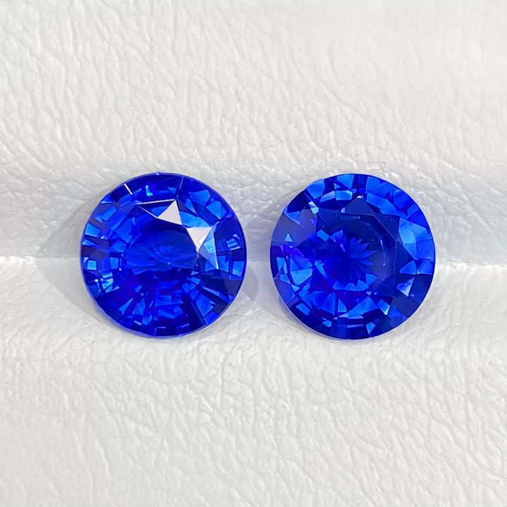 1.48ct+1.43ct 天然皇家蓝蓝宝石裸石一对 正圆配对 VB评级