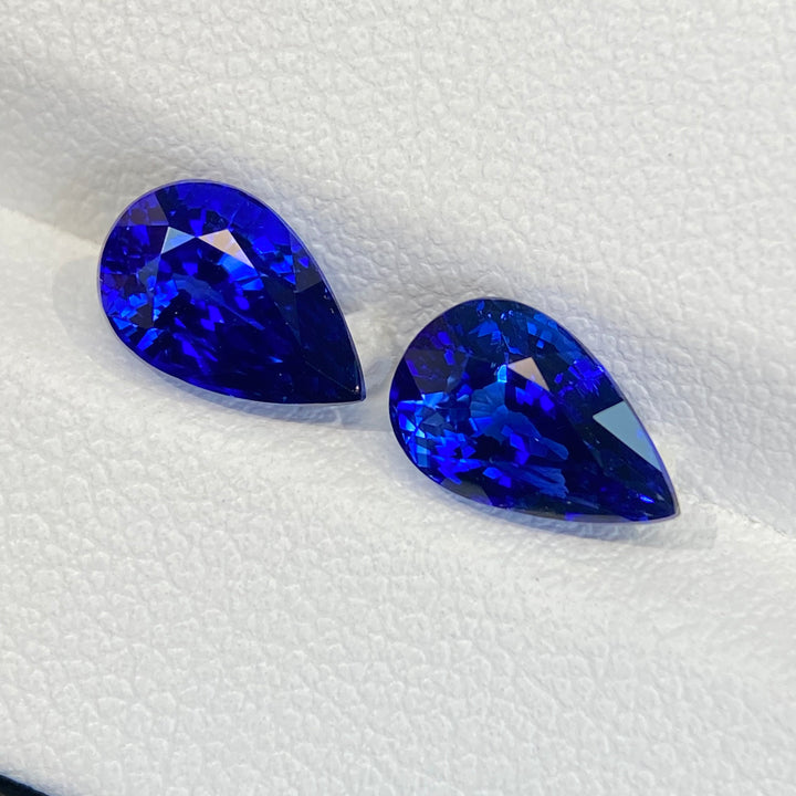 4.27ct/2颗总重 2ct+2ct 水滴形配对皇家蓝蓝宝石 耳坠耳钉裸石