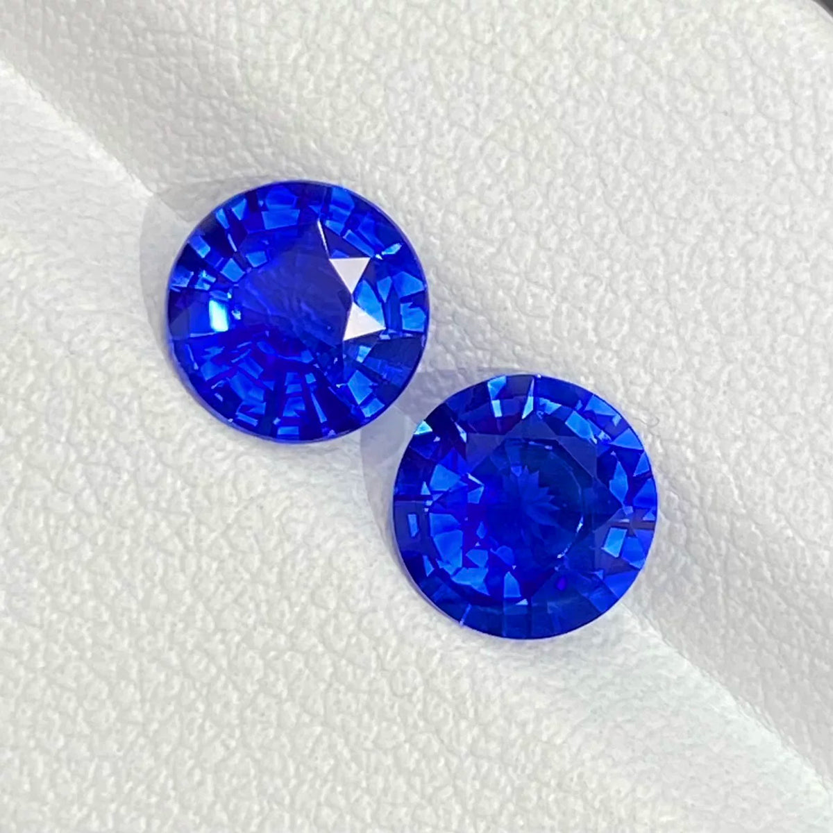 1.48ct+1.43ct 天然皇家蓝蓝宝石裸石一对  正圆配对 VB评级