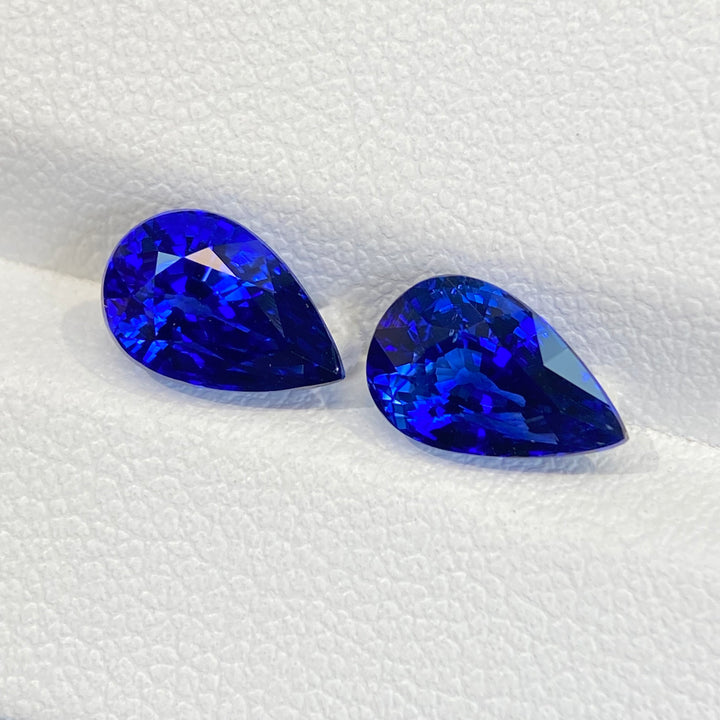 4.27ct/2颗总重 2ct+2ct 水滴形配对皇家蓝蓝宝石 耳坠耳钉裸石