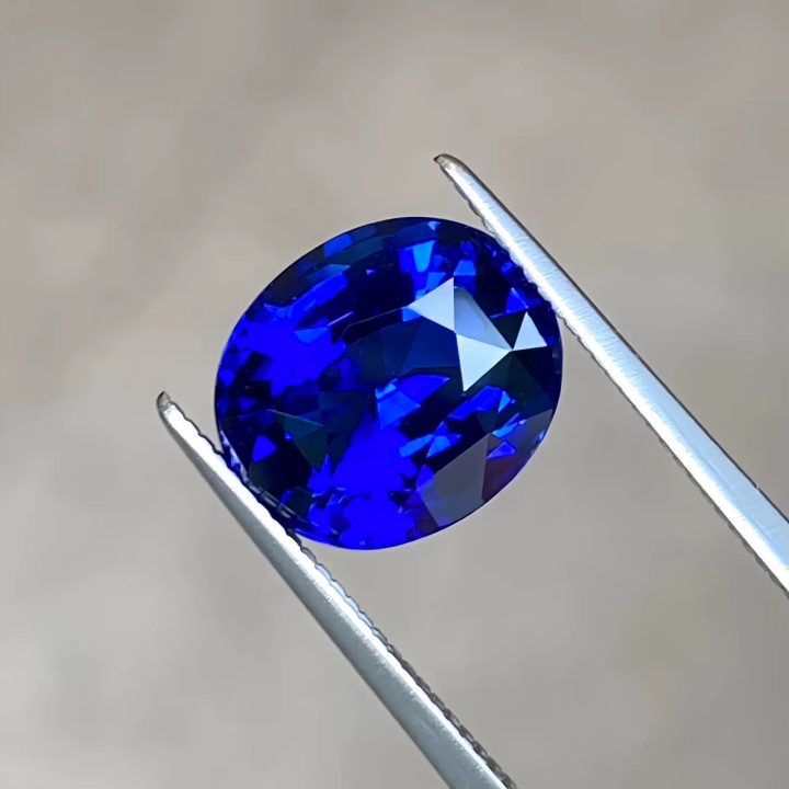 4.12ct GRS 天然皇家蓝蓝宝石裸石 戒面裸石 椭圆形 浓郁色标